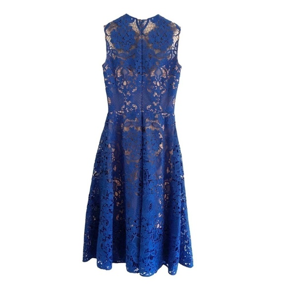 Dress The Population NWT Sleeveless Blue Lace Fit & Flare Midi Dress XS - Picture 9 of 10